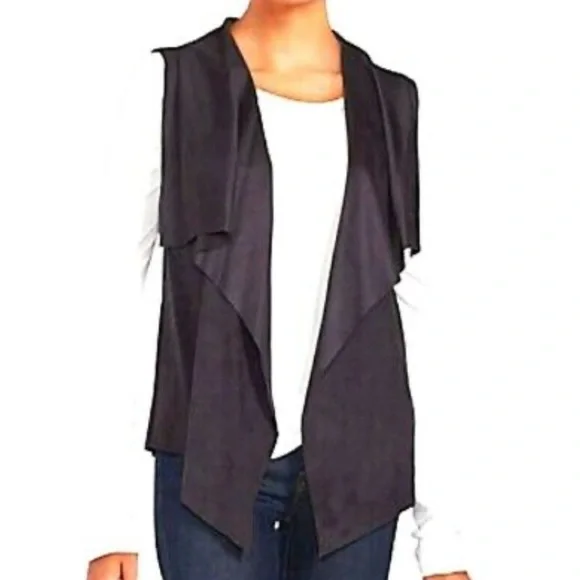 Joan Vass Faux Suede Gray Vest Cardigan- size S - Picture 10 of 10
